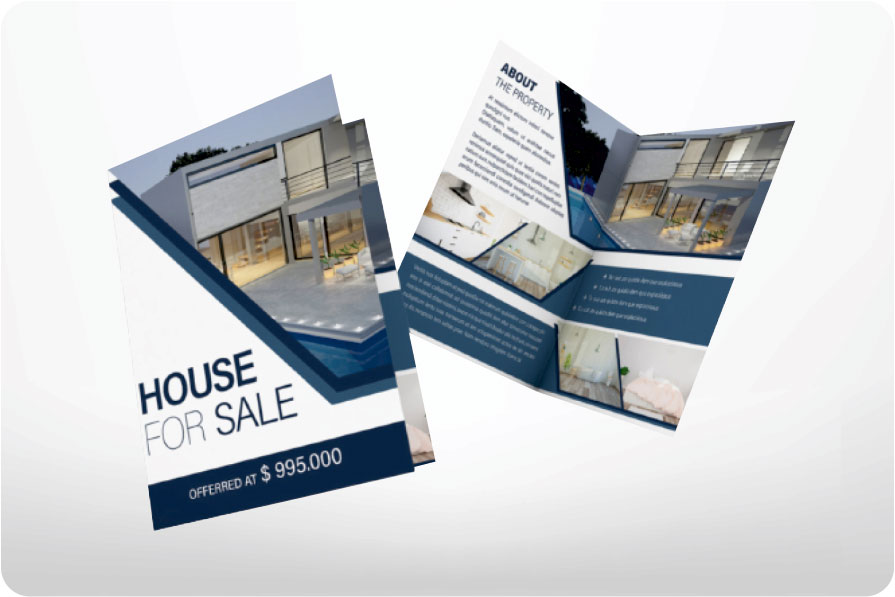 Brochure or Menu, size A4 (Art paper, 250 gsm) with Lamination and Folding.