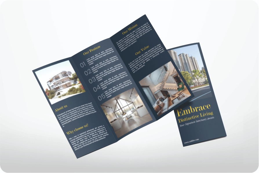 Brochure, size A4 (Art paper 170 gsm), with folding.